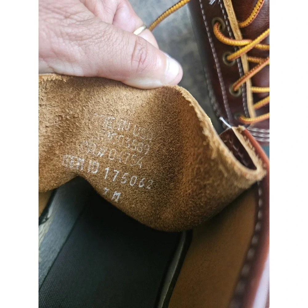 LL Bean Boots 6 IN Duck Boots Womens 7 M Dark Green Brown Leather Waterproof EUC